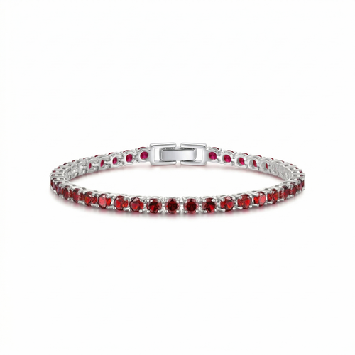 Bracciale tennis con rubini | Oro bianco