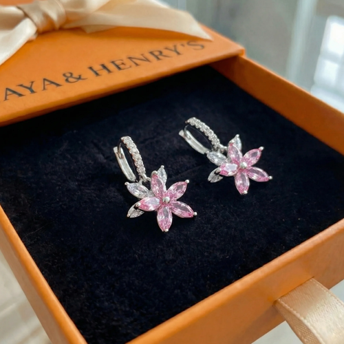 Orecchini Thalia Pink Petalburst | Oro bianco
