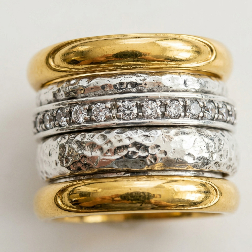 Anello a strati spesso giallo senza tempo | Oro