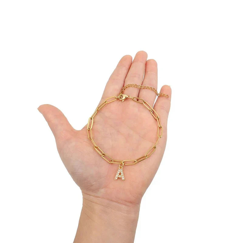 Bracciale con lettera minimalista | Oro
