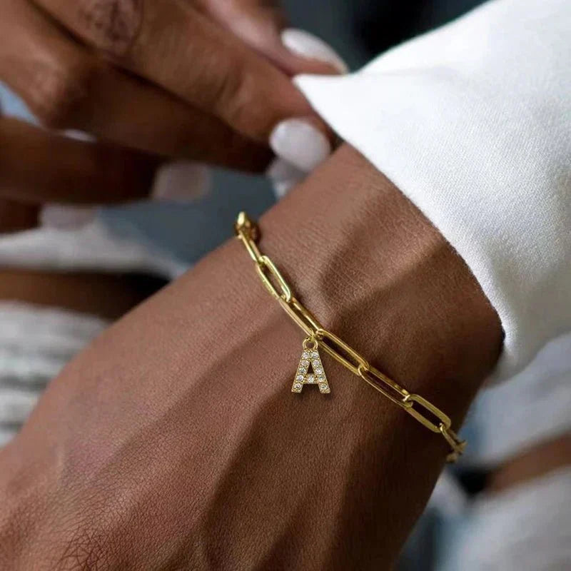 Bracciale con lettera minimalista | Oro