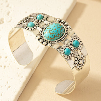 Bracciale rigido Seren con turchese | Oro bianco