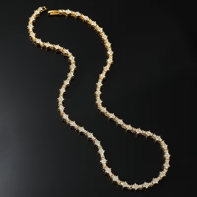 Collana Tennis Classic Cluster | Oro Bianco