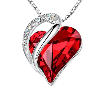 Collana con cuore infinito e rubino | Oro bianco