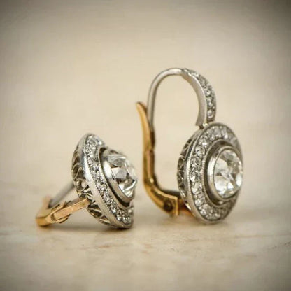 Orecchini vintage in argento con zirconi | Oro misto