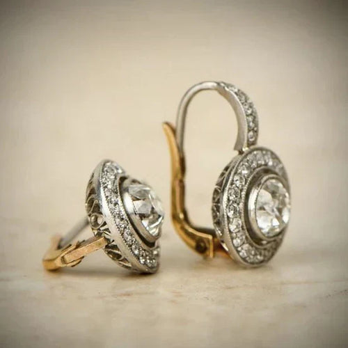Orecchini vintage in argento con zirconi | Oro misto