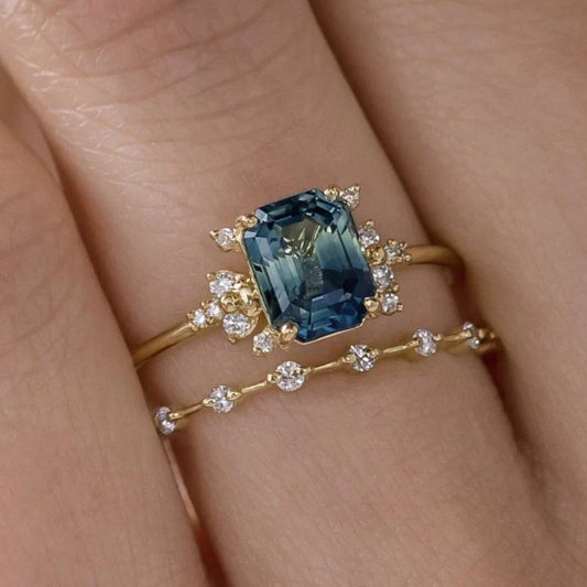 Set di anelli Crystal Blue Shine | Oro