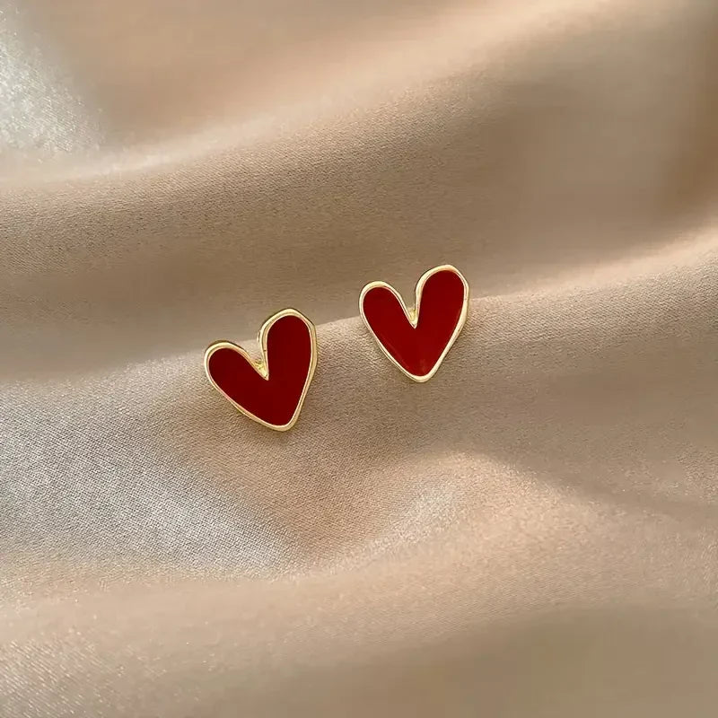 Orecchini in oro anticato con cuore rosso | Oro