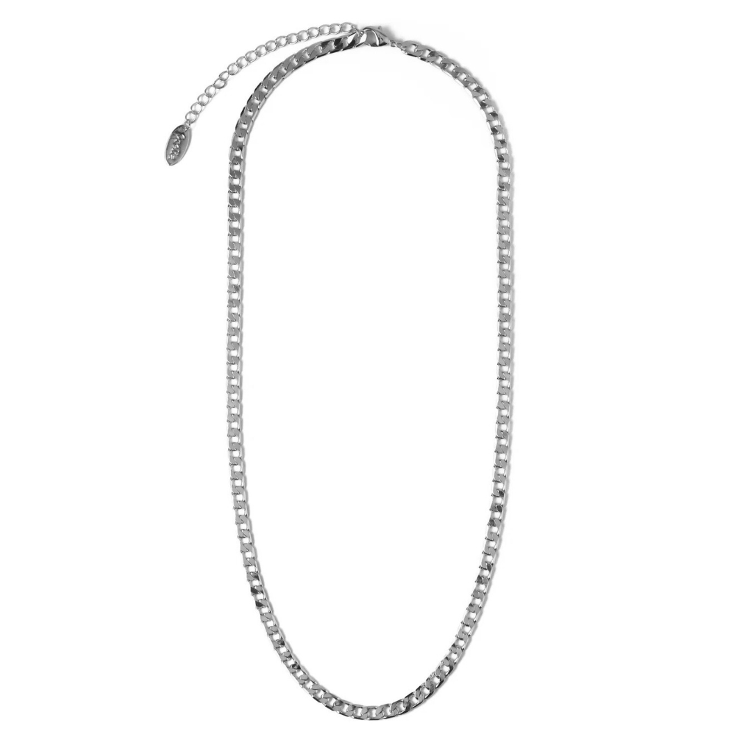 Collana a catena groumette piatta | Oro bianco